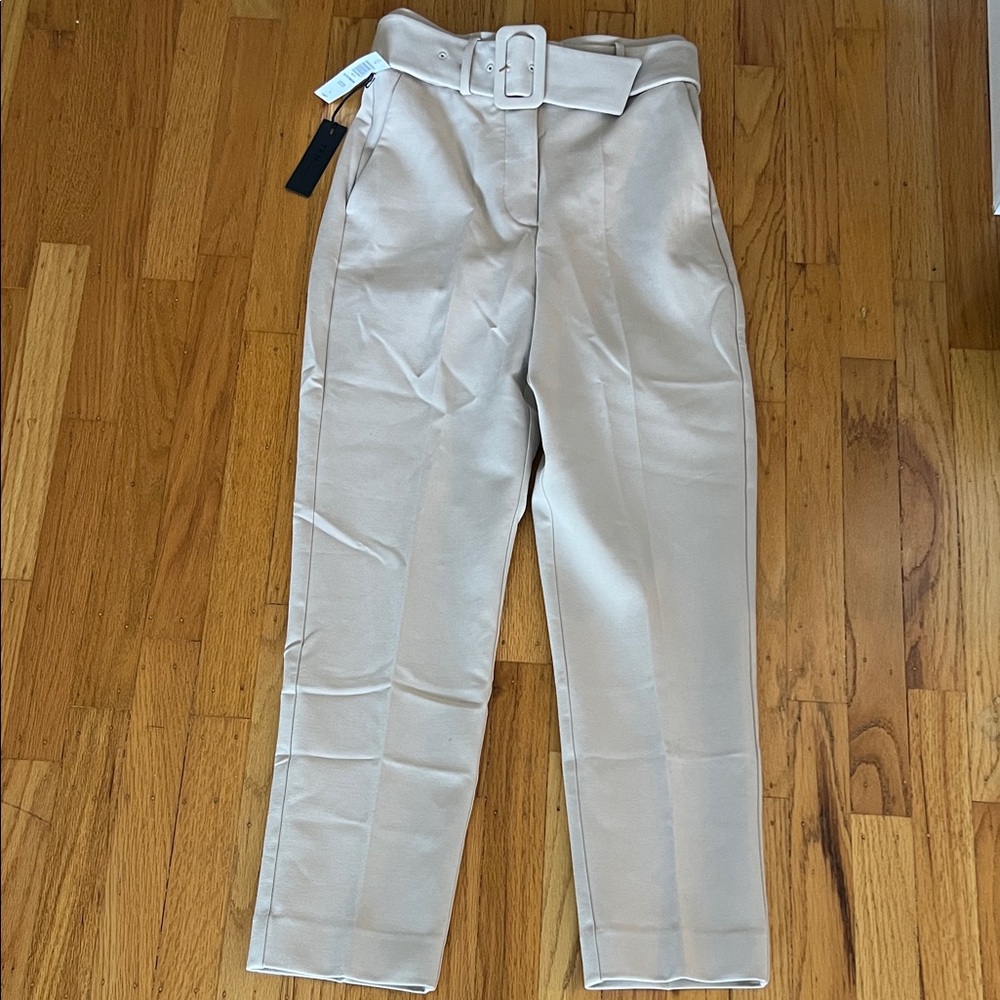 BNWT! Aritzia Ten by Babaton Supernova nude cream belted dress pants 0